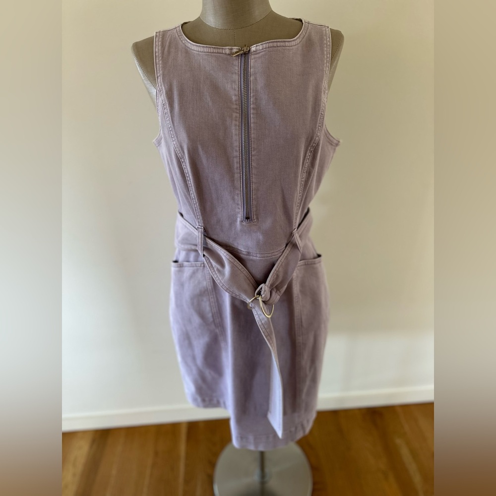 Petite Sleeveless Belted Denim Dress